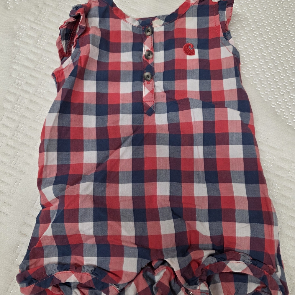 Carhartt Red, Navy & White Plaid Baby One-Piece